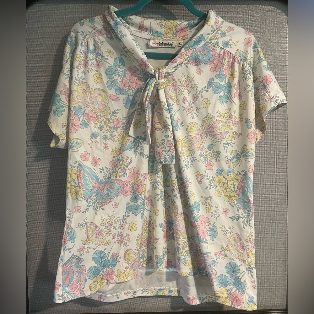 Fire Islander Pastel Floral Blouse